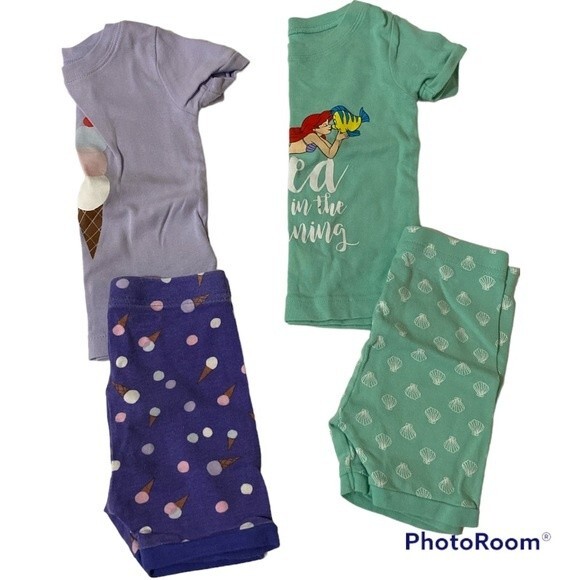 Old Navy Toddler's Disney Ariel Ice cream Shirt & shorts Matching pajamas 18-24M - Picture 1 of 5